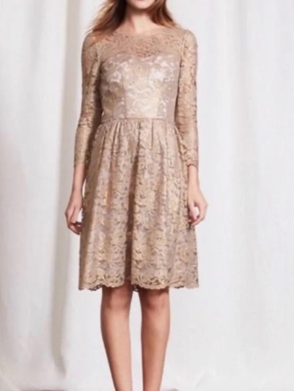 New! Boden Lace Dress in Gold, Size 6P